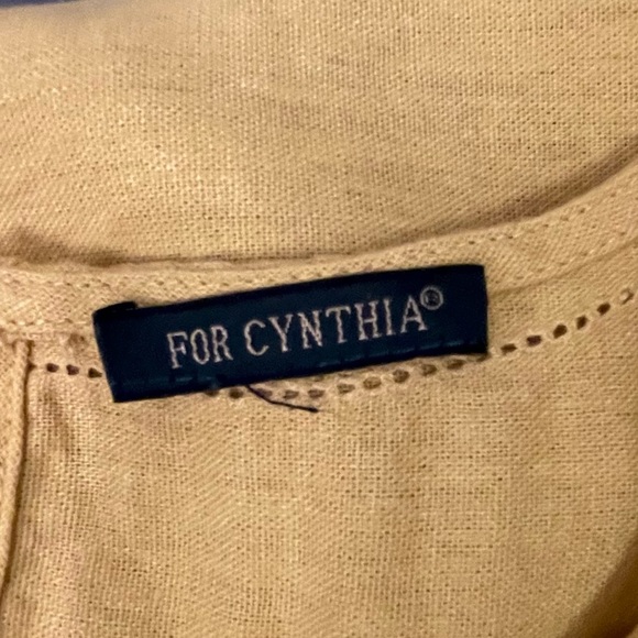 For Cynthia Mustard Yellow Sleeveless Linen Blend Dress Size Small S - Picture 8 of 9